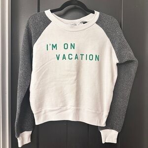 Wildfox White and Gray Sweater: I’m on Vacation - Leave Me Alone